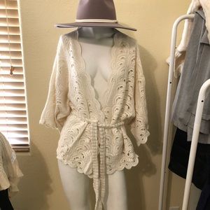 Meaghan Mae Anthropology stunning crotchet sweater L